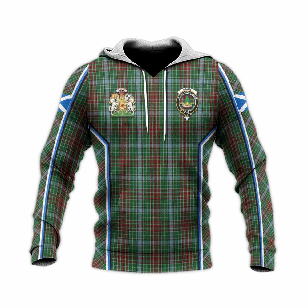 Gayre Tartan Crest Knitted Hoodie Scotland Coat of Arm Flag Style - Tartan Vibes Clothing