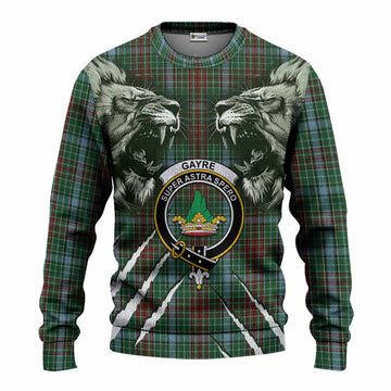 Gayre Tartan Crest Knitted Sweater Ferocious Lion Style