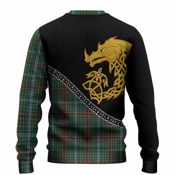 Gayre Tartan Crest Knitted Sweater Legendary Dragon Knot Half Style