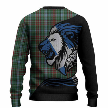Gayre Tartan Crest Knitted Sweater Scottish Golden Lions Wave Flow