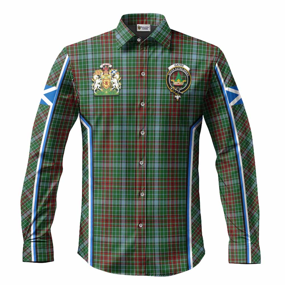 Gayre Tartan Crest Long Sleeve Button Shirts Scotland Coat of Arm Flag Style - Tartan Vibes Clothing