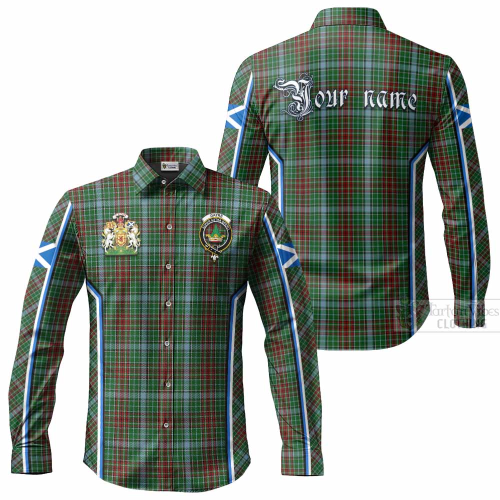 Gayre Tartan Crest Long Sleeve Button Shirts Scotland Coat of Arm Flag Style - Tartan Vibes Clothing