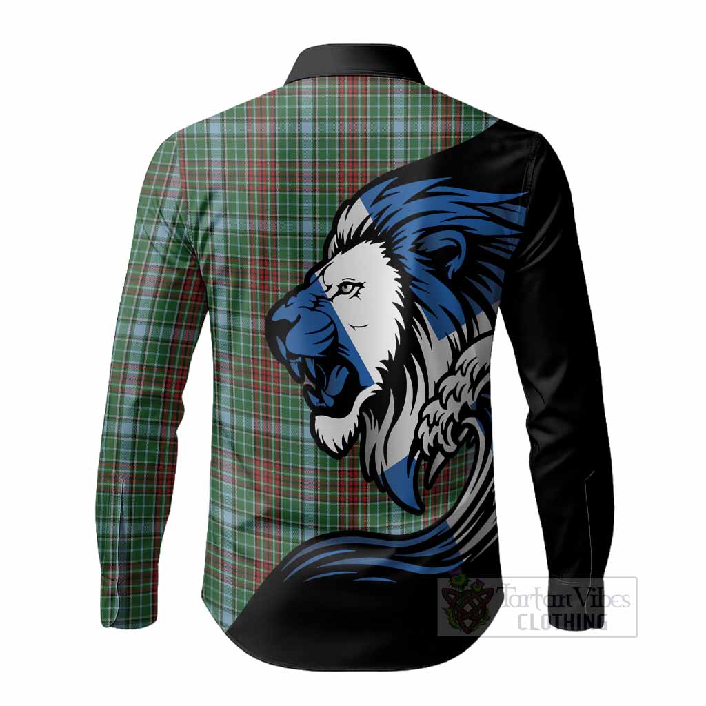 Gayre Tartan Crest Long Sleeve Button Shirts Scottish Golden Lions Wave Flow