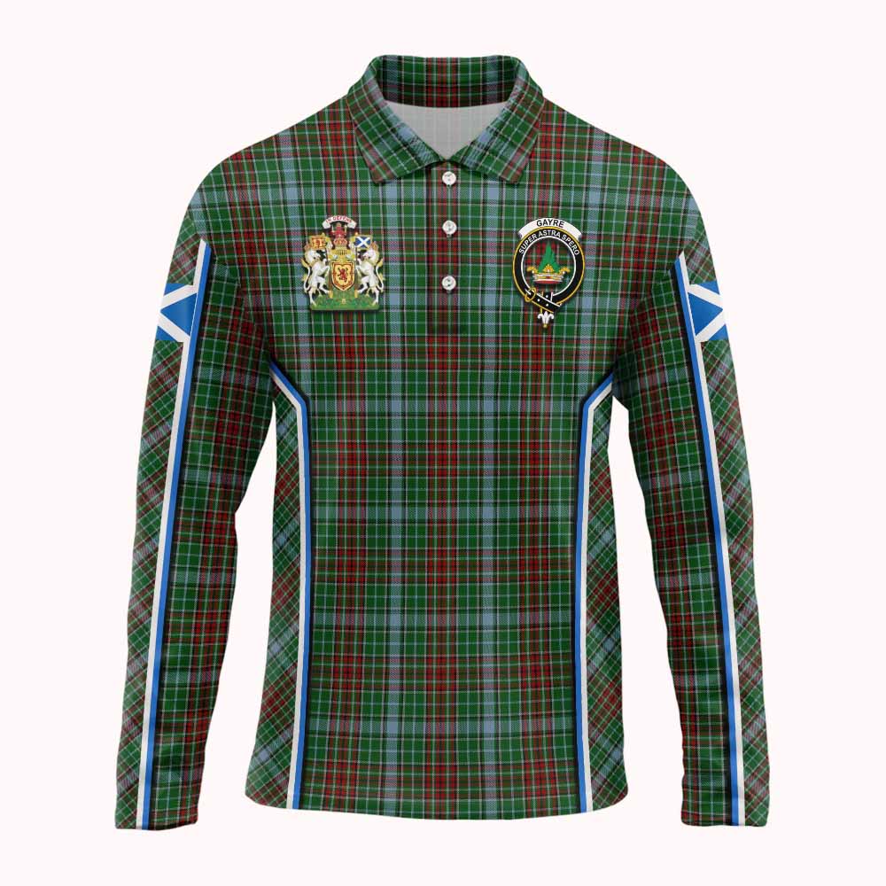 Gayre Tartan Crest Long Sleeve Polo Shirt Scotland Coat of Arm Flag Style - Tartan Vibes Clothing