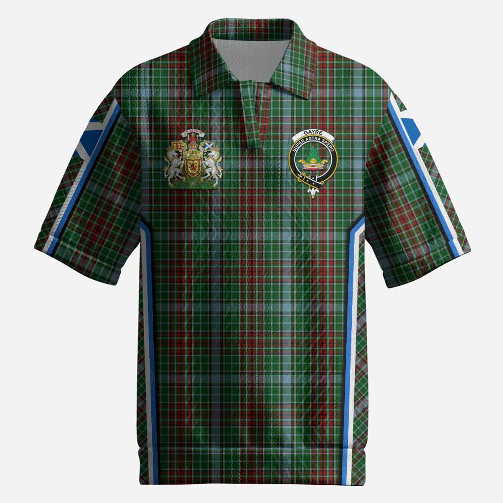 Gayre Tartan Crest Men’s Polo Sweater Top Scotland Coat of Arm Flag Style
