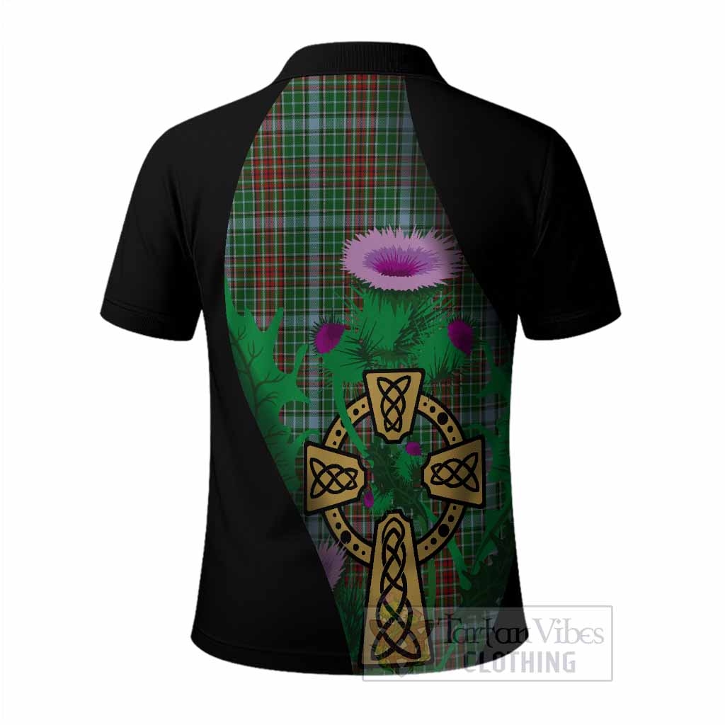 Gayre Tartan Crest Polo Shirt Celtic Cross Thistle Flowers