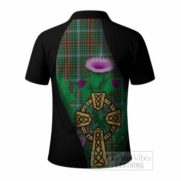 Gayre Tartan Crest Polo Shirt Celtic Cross Thistle Flowers
