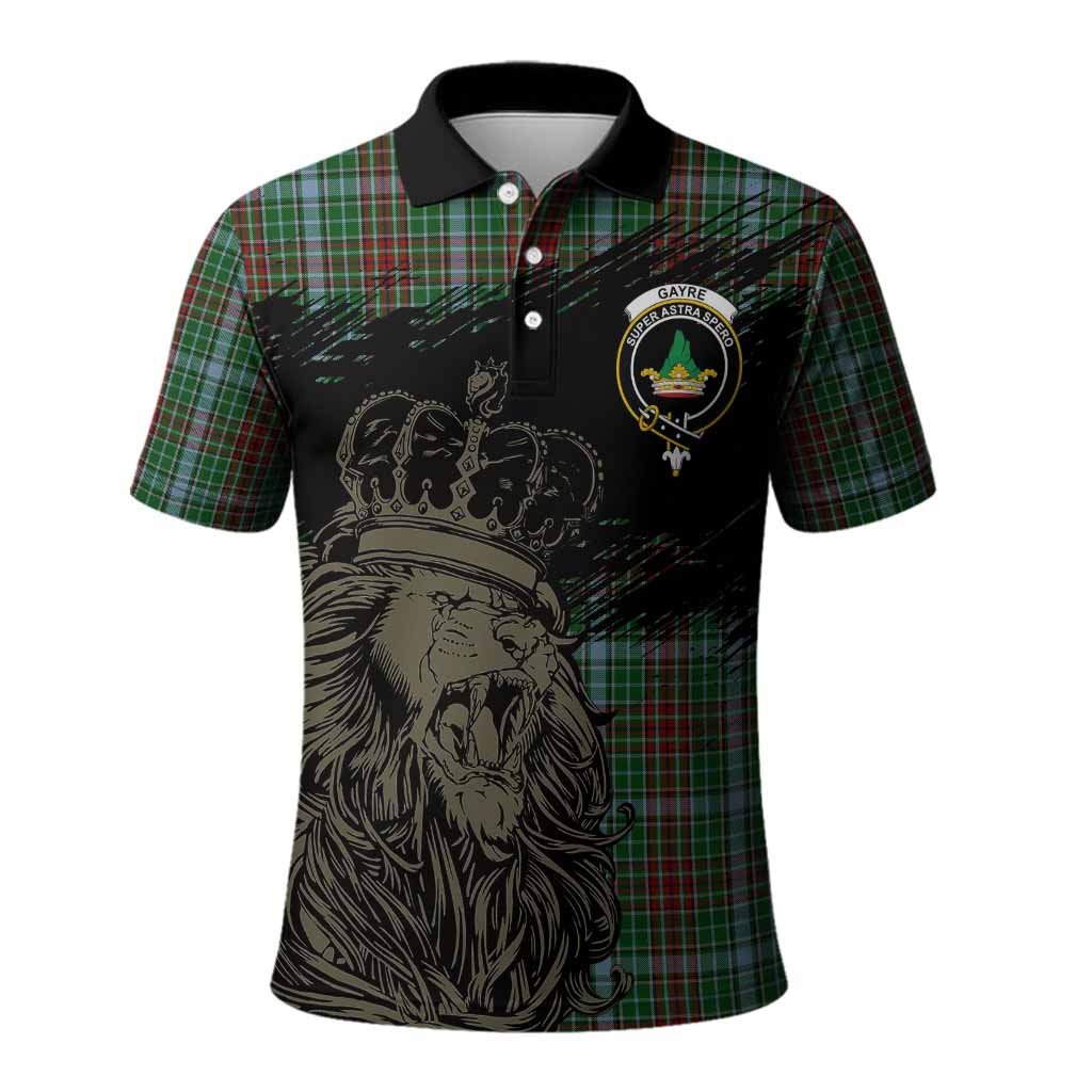 Gayre Tartan Crest Polo Shirt Crowned Lion Heritage Style