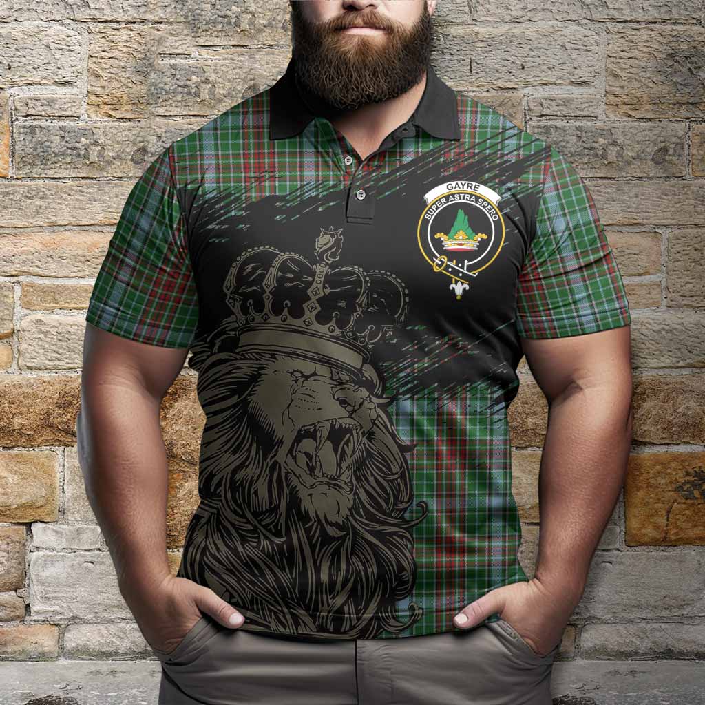Gayre Tartan Crest Polo Shirt Crowned Lion Heritage Style
