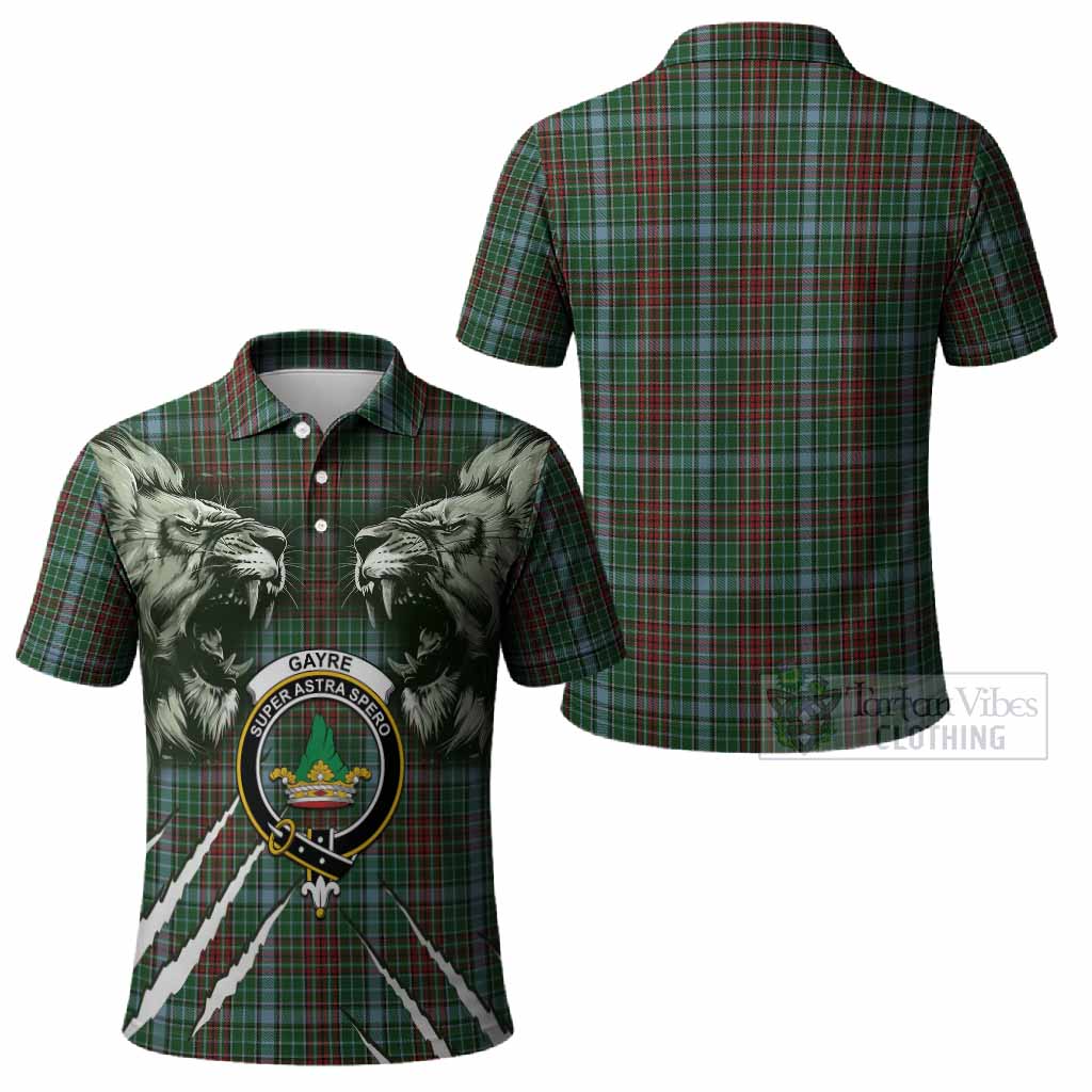 Gayre Tartan Crest Polo Shirt Ferocious Lion Style