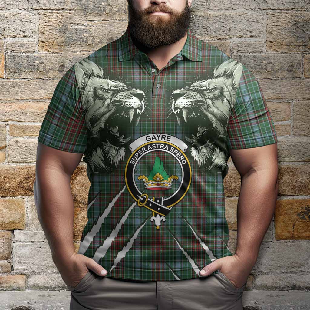 Gayre Tartan Crest Polo Shirt Ferocious Lion Style