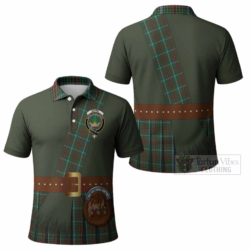 Gayre Tartan Crest Polo Shirt Kilt Costume Style