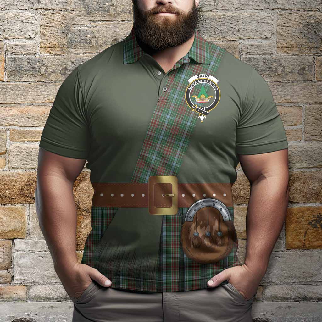 Gayre Tartan Crest Polo Shirt Kilt Costume Style
