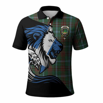 Gayre Tartan Crest Polo Shirt Scottish Golden Lions Wave Flow