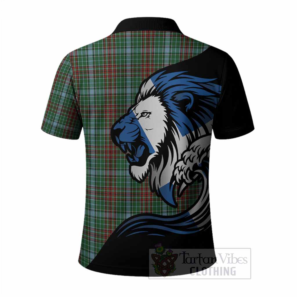 Gayre Tartan Crest Polo Shirt Scottish Golden Lions Wave Flow
