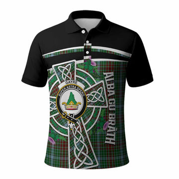 Gayre Tartan Crest Polo Shirt Scottish Thistle Celtic Cross Alba Gu Brath