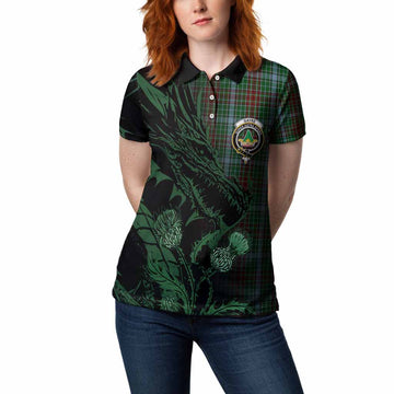 Gayre Tartan Crest Scottish Women Polo Shirt Dragon and Thistle