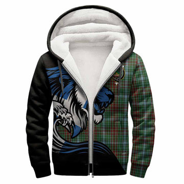 Gayre Tartan Crest Sherpa Hoodie Scottish Golden Lions Wave Flow