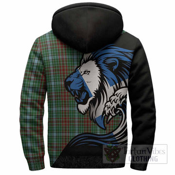 Gayre Tartan Crest Sherpa Hoodie Scottish Golden Lions Wave Flow