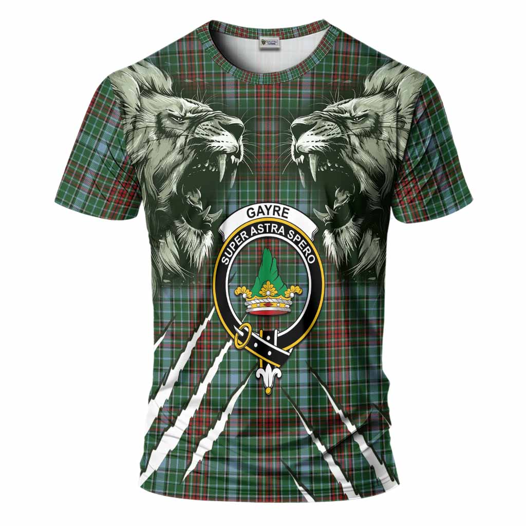 Gayre Tartan Crest T-Shirt Ferocious Lion Style