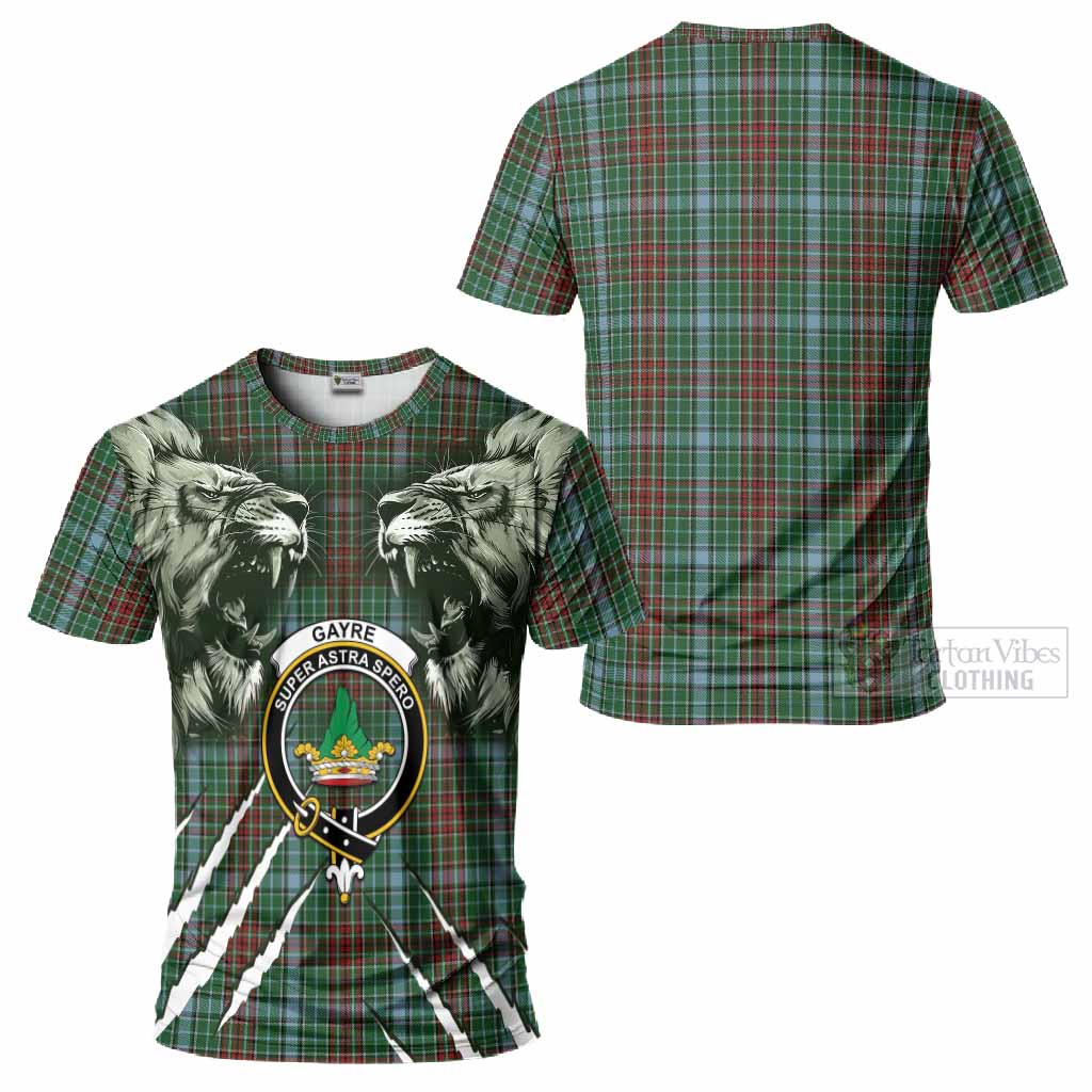 Gayre Tartan Crest T-Shirt Ferocious Lion Style