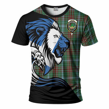 Gayre Tartan Crest T-Shirt Scottish Golden Lions Wave Flow