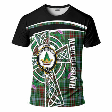 Gayre Tartan Crest T-Shirt Scottish Thistle Celtic Cross Alba Gu Brath