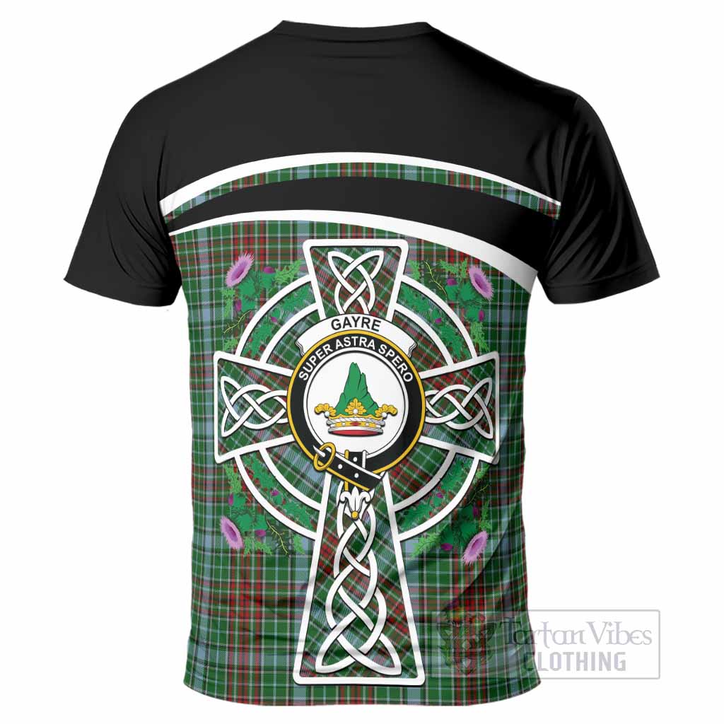 Gayre Tartan Crest T-Shirt Scottish Thistle Celtic Cross Alba Gu Brath