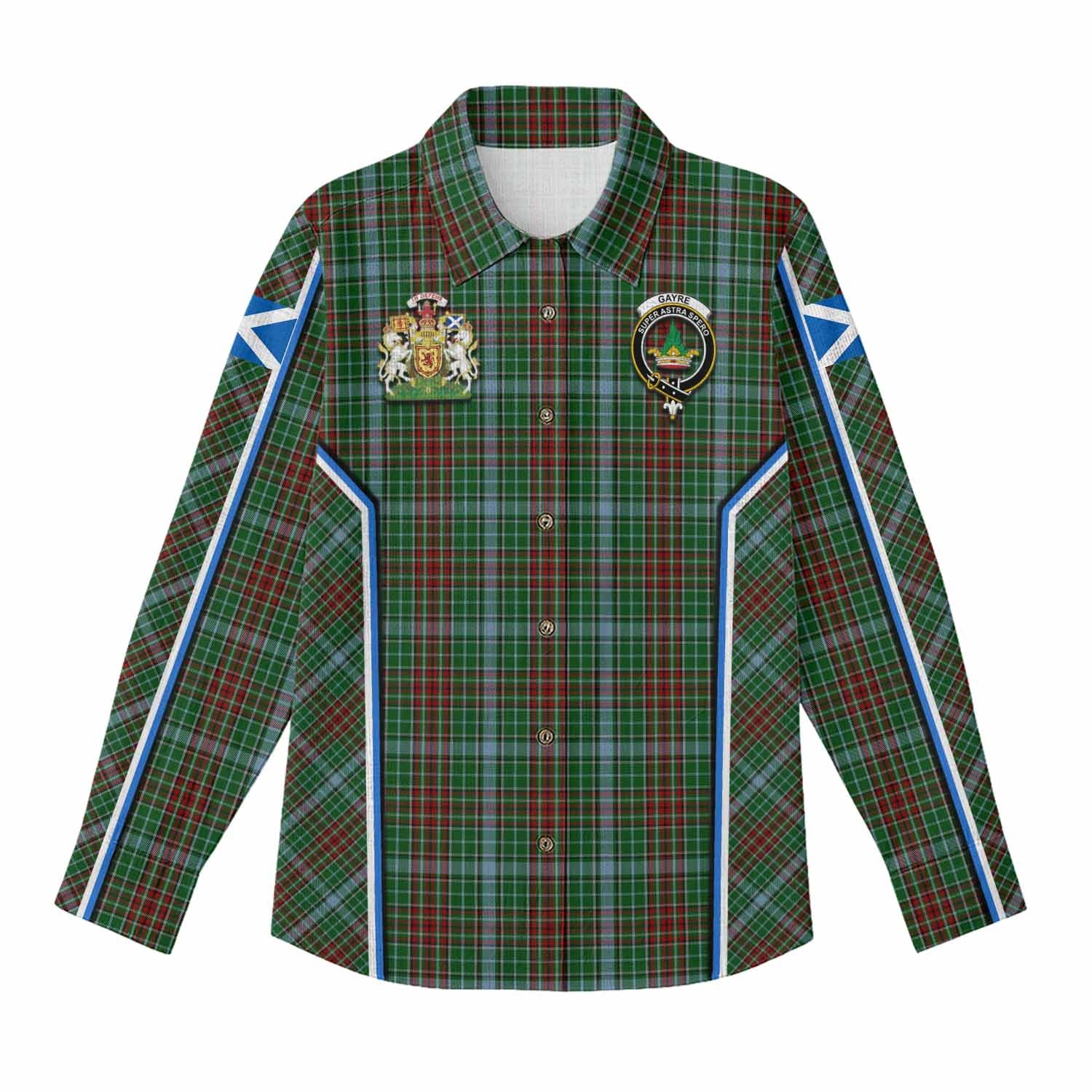 Gayre Tartan Crest Women Casual Shirt Scotland Coat of Arm Flag Style - Tartan Vibes Clothing