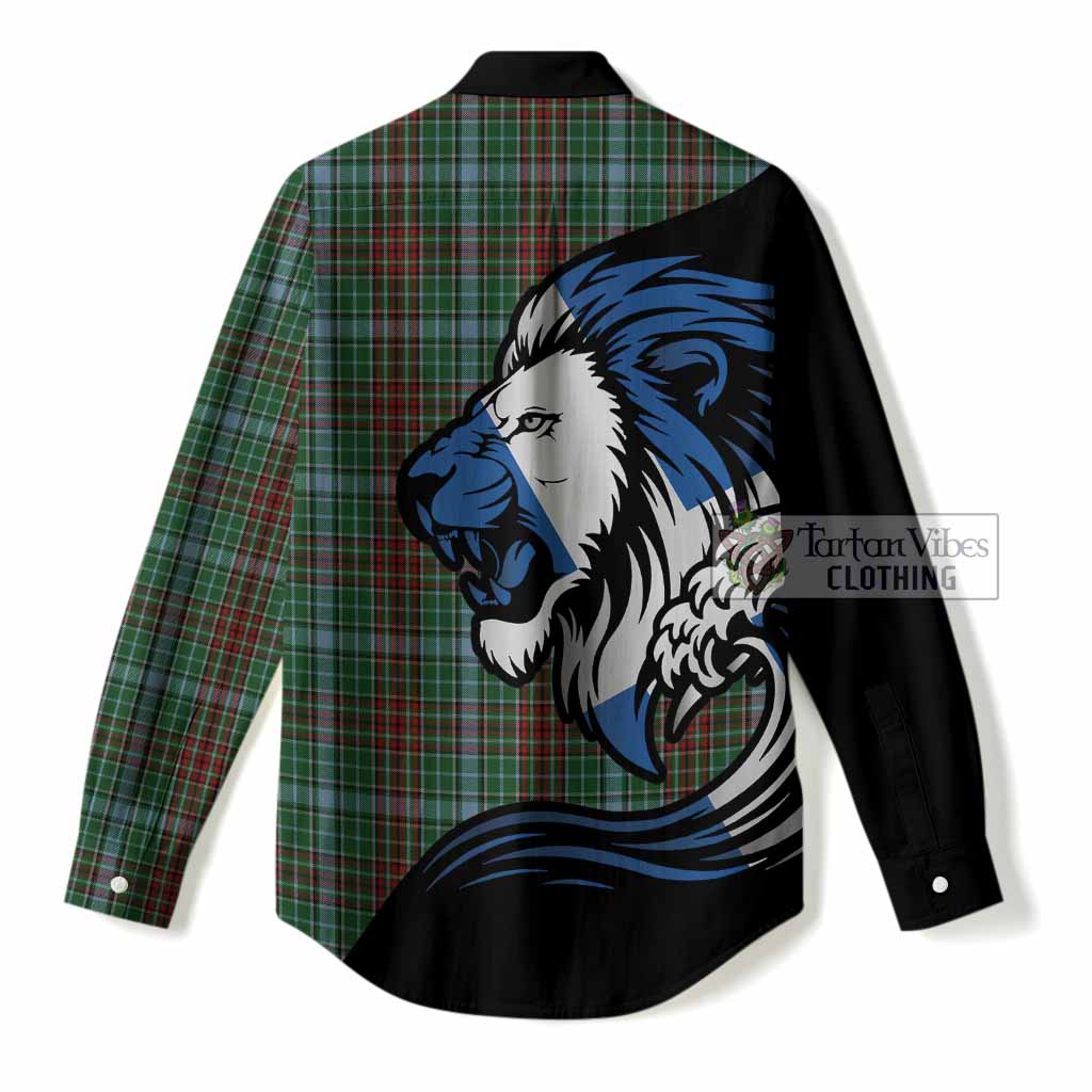 Gayre Tartan Crest Women Casual Shirt Scottish Golden Lions Wave Flow