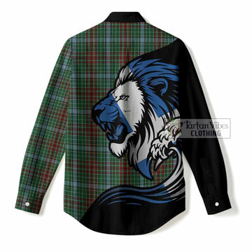 Gayre Tartan Crest Women Casual Shirt Scottish Golden Lions Wave Flow