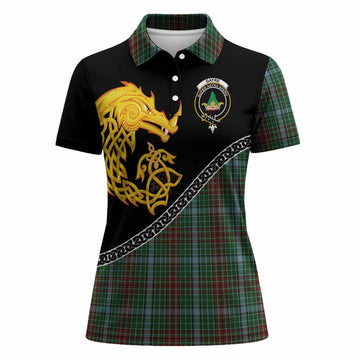 Gayre Tartan Crest Women Polo Shirt Legendary Dragon Knot Half Style