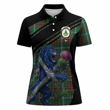 Gayre Tartan Crest Women Polo Shirt Scottish Lion Rampant Thistle