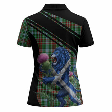 Gayre Tartan Crest Women Polo Shirt Scottish Lion Rampant Thistle