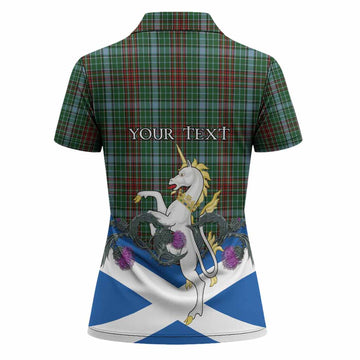 Gayre Tartan Crest Women Polo Shirt Scottish Unicorn With Thistle