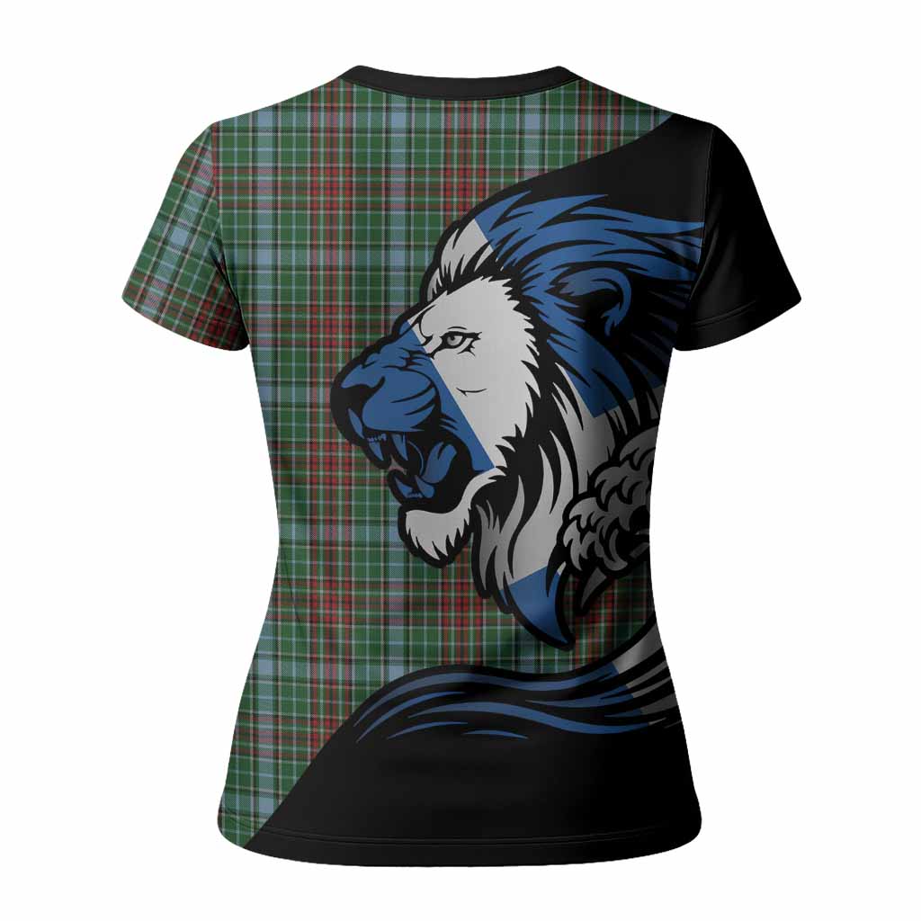 Gayre Tartan Crest Women T shirt Scottish Golden Lions Wave Flow