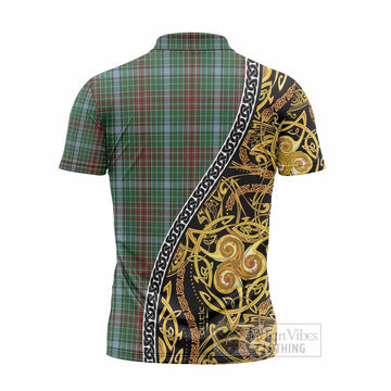 Gayre Tartan Crest Zipper Polo Shirt Celtic Knot and Triple Trickle Spiral Symbols
