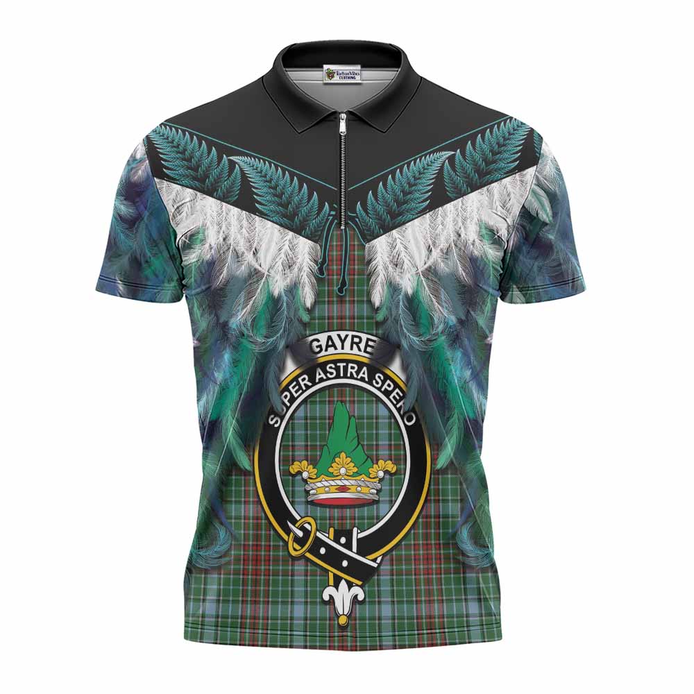 Gayre Tartan Crest Zipper Polo Shirt New Zealand Maori Korowai Cloak