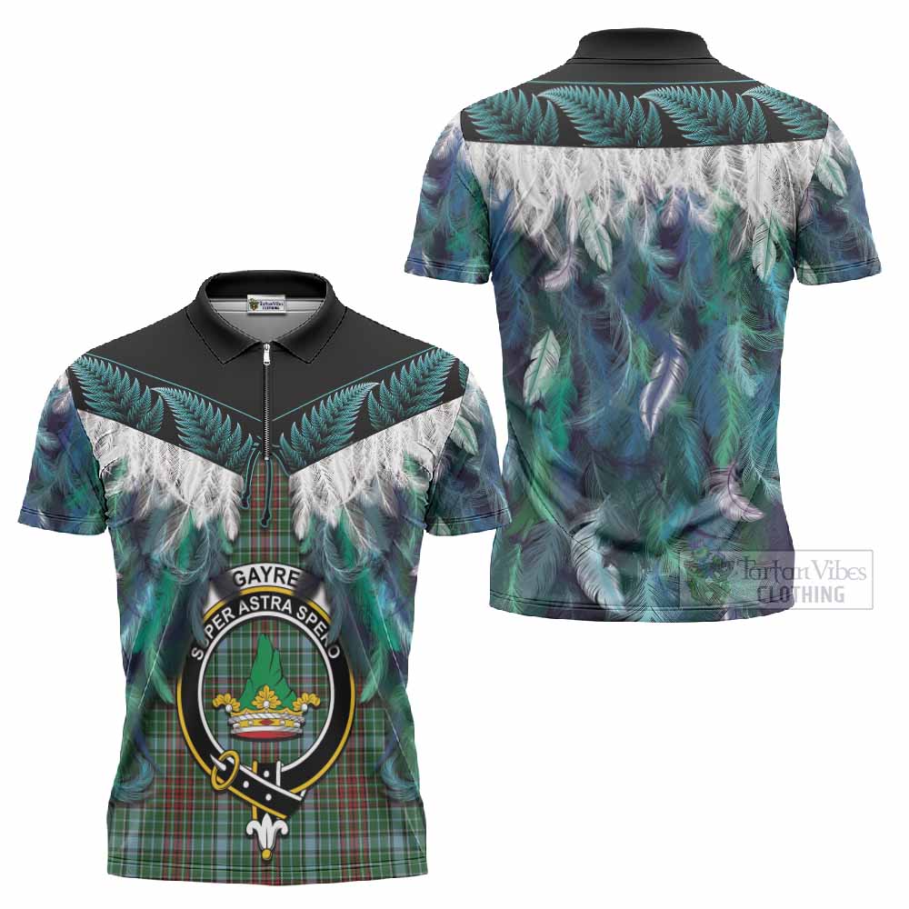 Gayre Tartan Crest Zipper Polo Shirt New Zealand Maori Korowai Cloak