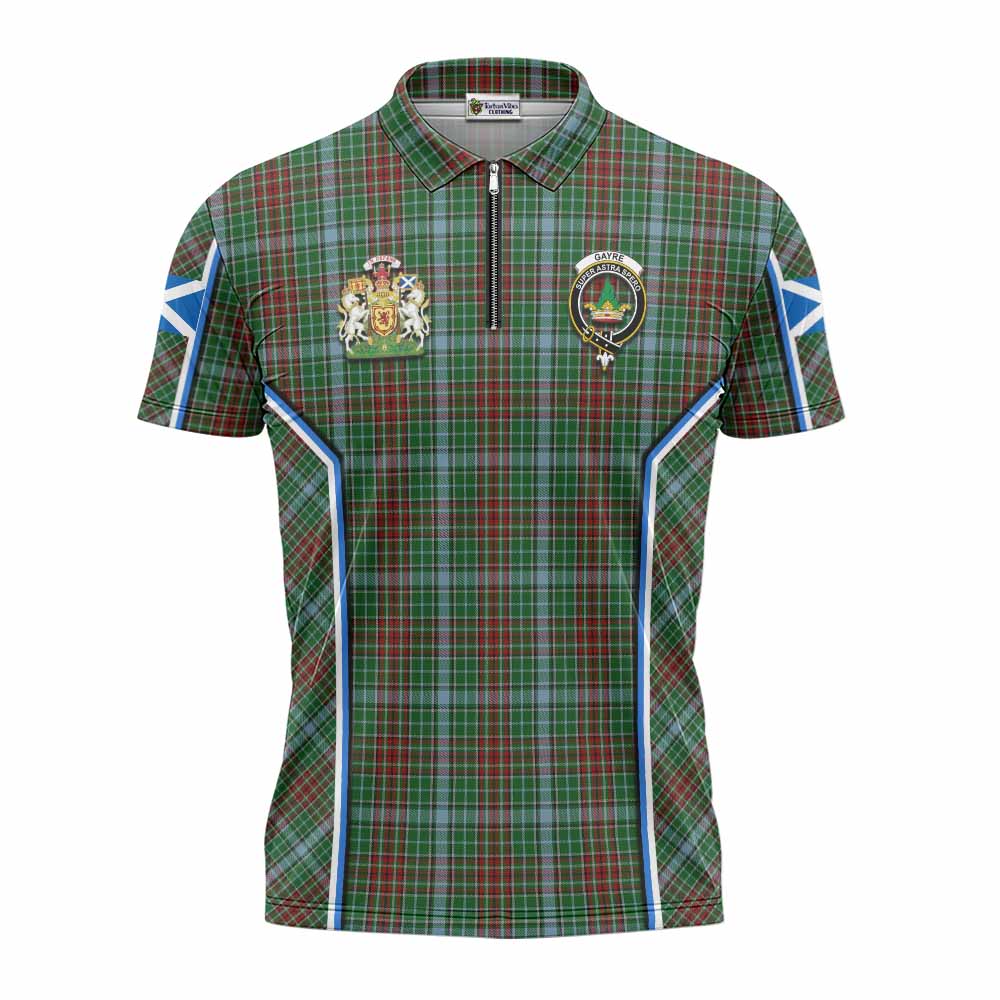Gayre Tartan Crest Zipper Polo Shirt Scotland Coat of Arm Flag Style - Tartan Vibes Clothing