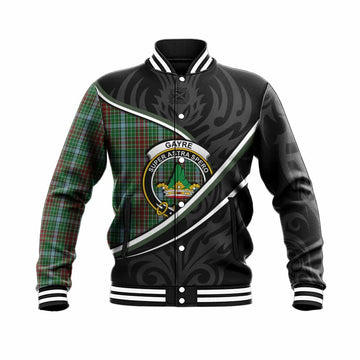 Gayre Tartan Family Crest Baseball Jacket Celtic Scottish Thistle Floral