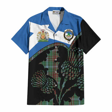 Gayre Tartan Family Crest Cotton Hawaiian Shirt Scotland Thistle Floral Flag Style