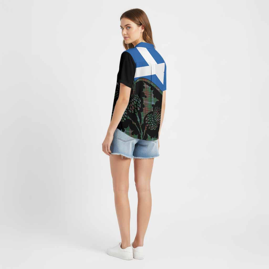 Gayre Tartan Family Crest Cotton Hawaiian Shirt Scotland Thistle Floral Flag Style