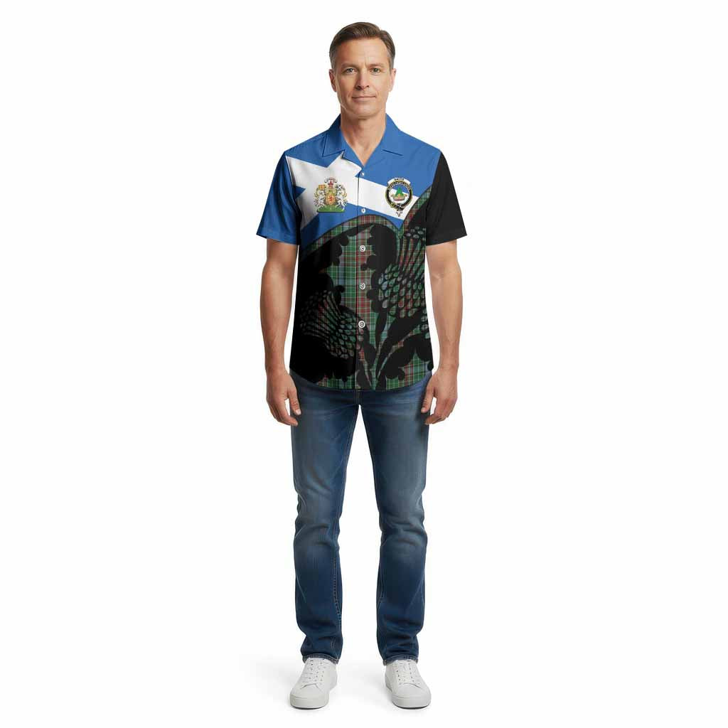 Gayre Tartan Family Crest Cotton Hawaiian Shirt Scotland Thistle Floral Flag Style
