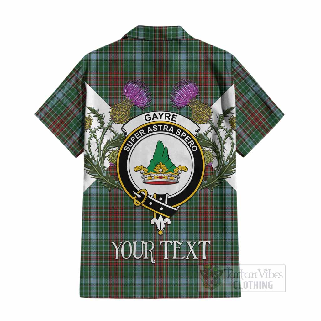 Gayre Tartan Family Crest Cotton Hawaiian Shirt Scottish Burns Night Thistle Floral