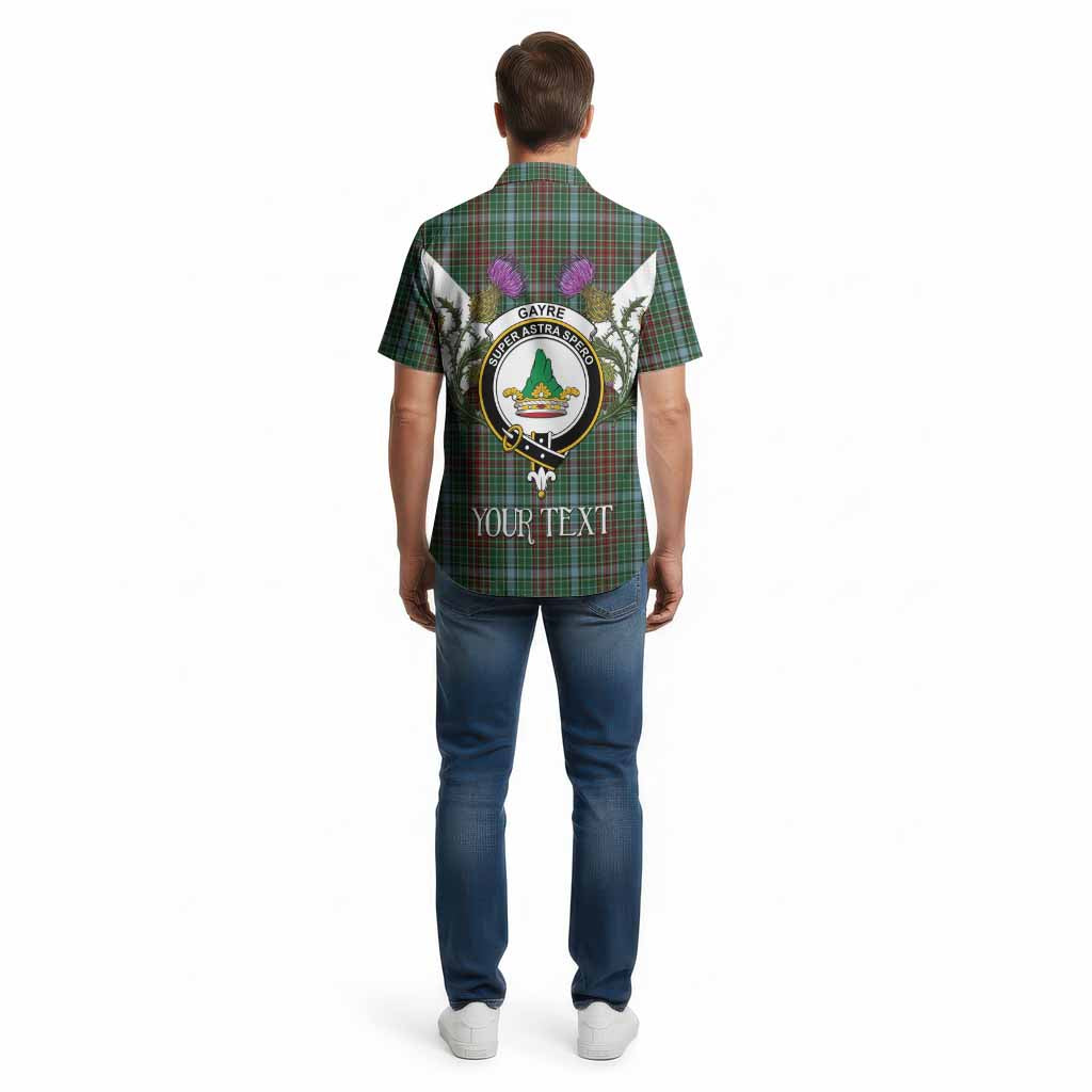 Gayre Tartan Family Crest Cotton Hawaiian Shirt Scottish Burns Night Thistle Floral