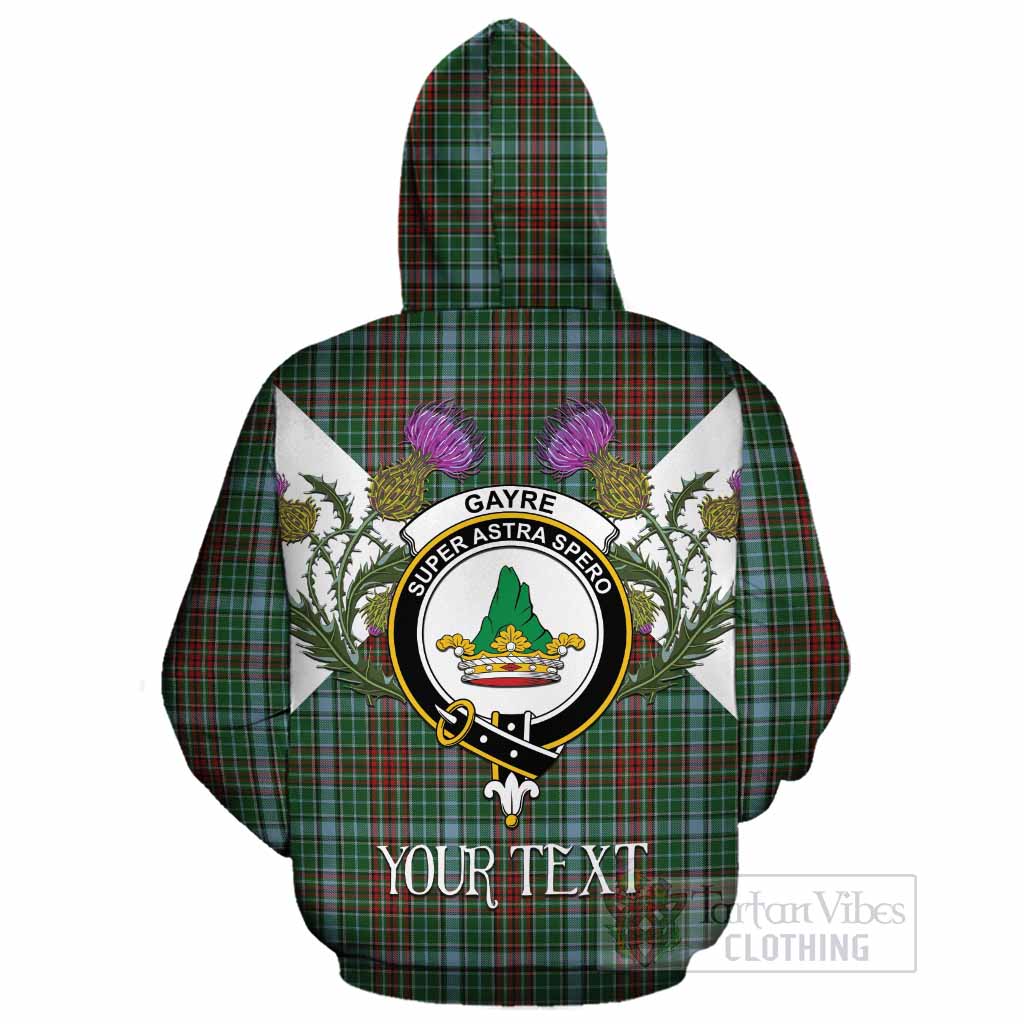 Gayre Tartan Family Crest Cotton Hoodie Scottish Burns Night Thistle Floral