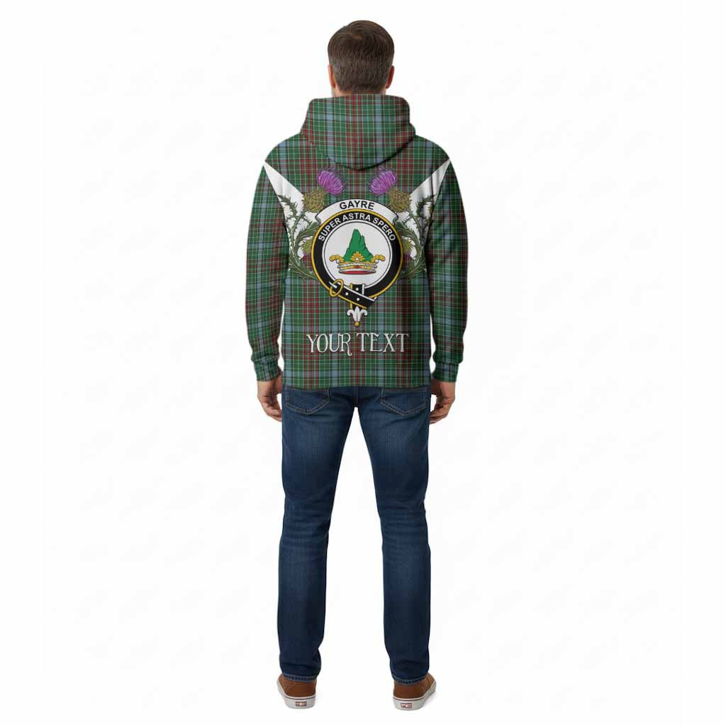 Gayre Tartan Family Crest Cotton Hoodie Scottish Burns Night Thistle Floral