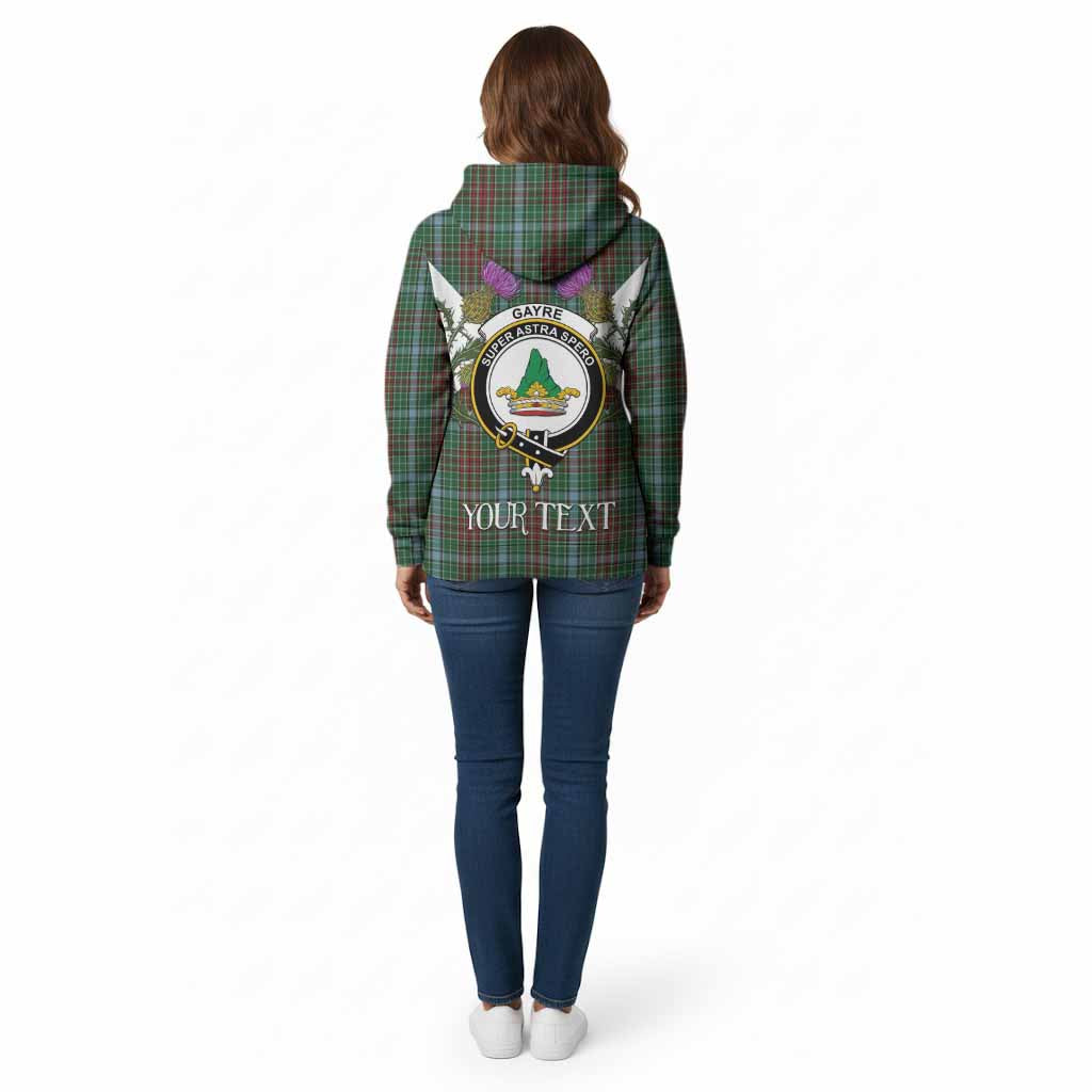 Gayre Tartan Family Crest Cotton Hoodie Scottish Burns Night Thistle Floral