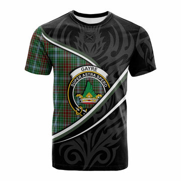 Gayre Tartan Family Crest Cotton T-shirt Celtic Scottish Thistle Floral